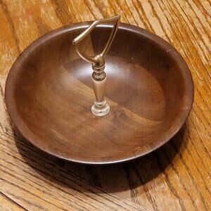 Vintage J B Deere Cedarcraft Walnut And Brass Serving Bown Nuts Catch All